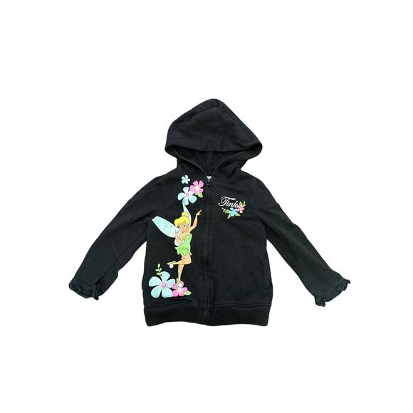 Disney Tinkerbell Vintage Zip Up Black Hoodie Girls Size 4T - Picture 1 of 3